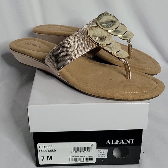ALFANI rose gold embellished sandals - Picture 1 of 8